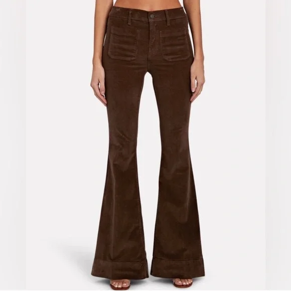 Veronica Beard Sheridan Bell Bottom Flare Corduroy Pants in Brown Size 25 - Picture 2 of 15